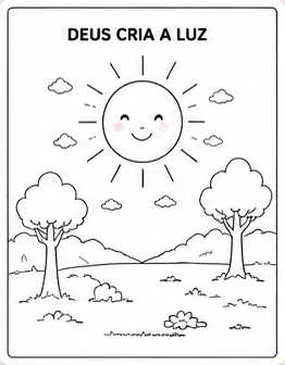 Ilustração para colorir da história Deus cria a luz